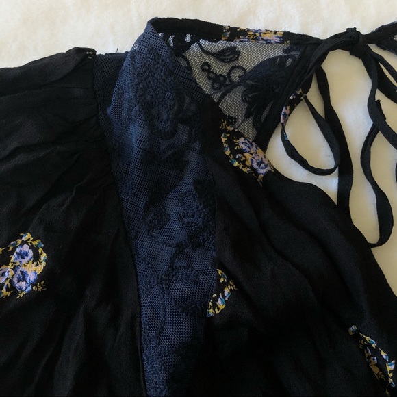 Free People Navy Open Back Flowy Lace Dress - Picture 4 of 7